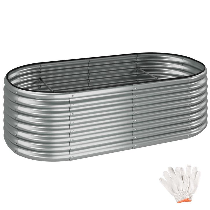 tectake Hoge plantenbak Flormma, 942l, verzinkt, 200x100x60c, Jardin & Terrasse, Bacs à fleurs & Jardinières, Envoi