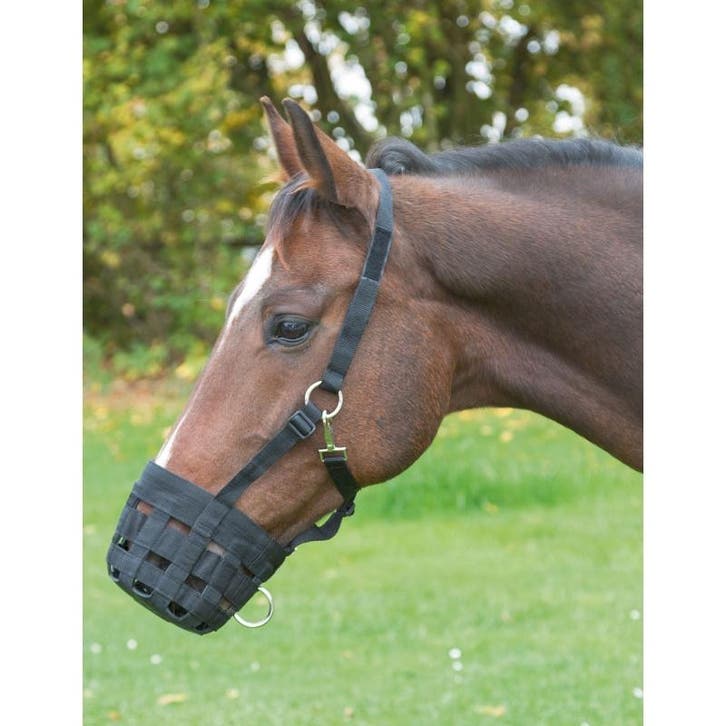 Graasmasker muilkorf full warmbloed - eetrem nylon, zwart -, Animaux & Accessoires, Chevaux & Poneys | Autres trucs de cheval
