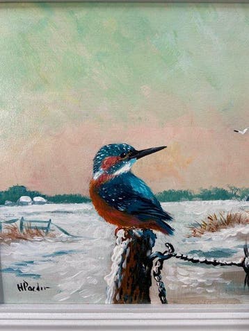 henk poeder - IJsvogel in Hollands landschap