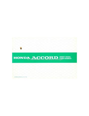 1986 HONDA ACCORD INSTRUCTIEBOEKJE, Ophalen of Verzenden