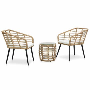 vidaXL 3-delige Bistroset poly rattan eikenkleurig, Verzenden, Nieuw
