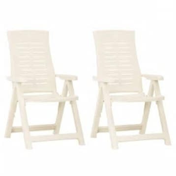 vidaXL Opklapbare ligstoelen, 2 stuks, wit plastic., Verzenden, Nieuw
