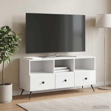vidaXL TV Kast met lade Hoogglans Wit 102 x 34,5 x 50 cm, Huis en Inrichting, Verzenden, Nieuw
