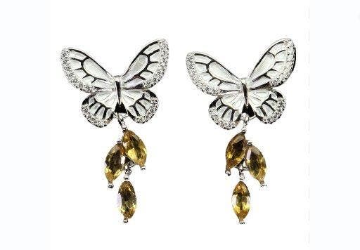Sans prix de réserve - Boucles doreilles Argent Citrine - 6, Handtassen en Accessoires, Oorbellen