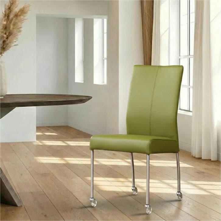 Leren eetkamerstoel Comfort met wieltjes, Huis en Inrichting, Stoelen, Nieuw, Leer, Ophalen of Verzenden