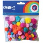 Pompoms Bright Gekleurd 75st, Verzenden