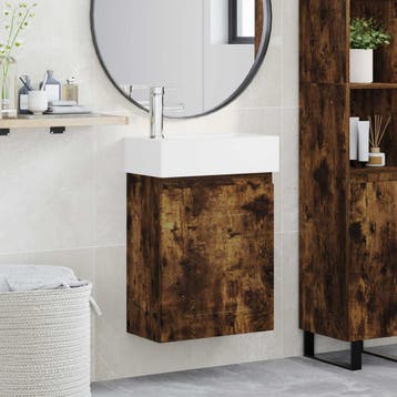 vidaXL Badkamermeubel met kraan Gerookt eiken 45,5 x 22,5 x, Verzenden, Nieuw