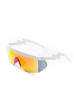 Skibril Zonnebril Wit Montuur Oranje Spiegelglazen Foute Ski, Ophalen of Verzenden, Nieuw