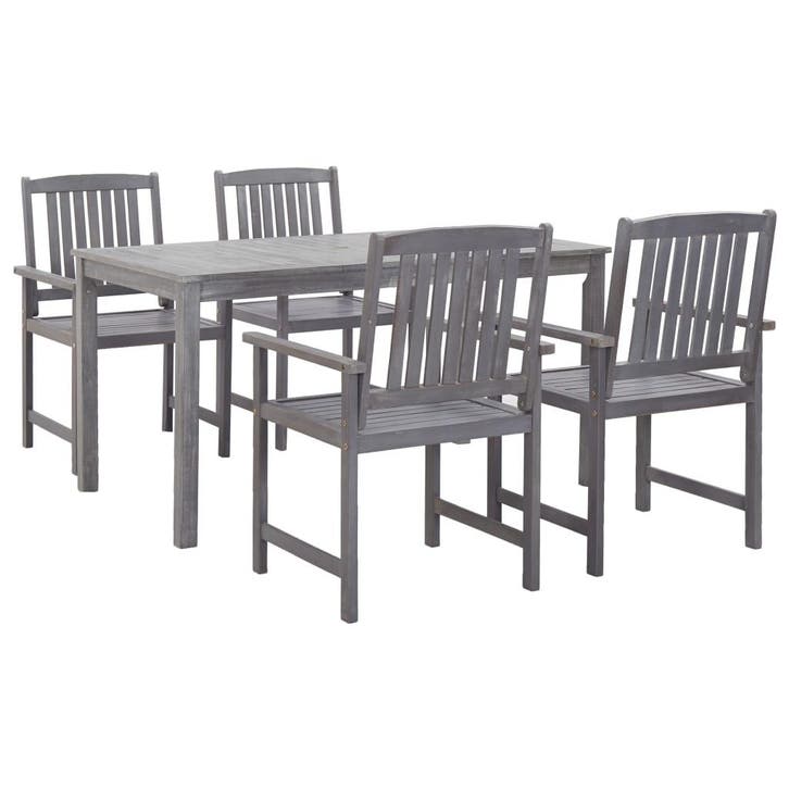 vidaXL 5-delige Tuinset massief acaciahout grijs, Tuin en Terras, Tuinsets en Loungesets, Tuinset, Nieuw, Verzenden