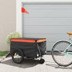vidaXL Fietstrailer 45 kg ijzer zwart en oranje, Verzenden, Nieuw