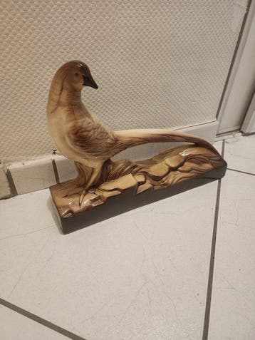 Beeld, Sainte Radegonde Faisan 1930 - 16 cm - Keramiek, Antiquités & Art