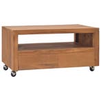 vidaXL Tv-meubel met wielen 80x50x42 cm massief teakhout, Verzenden