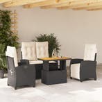 vidaXL 4-delige Tuinset met kussens poly rattan zwart, Tuin en Terras, Verzenden, Nieuw, Tuinset