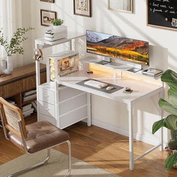 Gaming bureau - Gaming desk - Gaming tafel - 152x50 cm - Wit, Verzenden, Nieuw