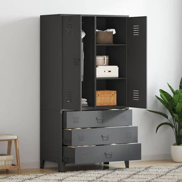 vidaXL Kledingkast industrieel 90x50x180 cm metaal, Huis en Inrichting, Verzenden, Nieuw