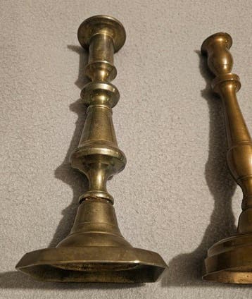 Chandelier (2) - Bronze, Laiton - 2 candélabres antiques