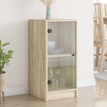 vidaXL Bijzetkast met glazen deuren 35x37x75,5 cm sonoma, Huis en Inrichting, Kasten | Dressoirs, Verzenden, Nieuw