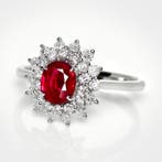 Zonder minimumprijs - Ring - 18 karaat Witgoud, GIA 1,20 ct, Nieuw