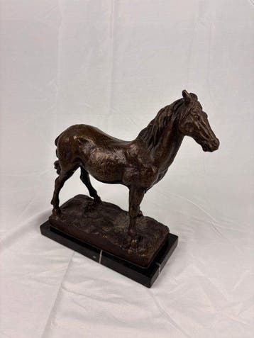 Sculpture, Stehendes Pferd - 26.5 cm - Bronze, Marbre, Antiquités & Art
