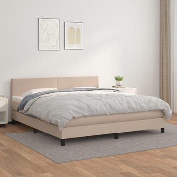 vidaXL Boxspring met matras kunstleer cappuccinokleurig, Verzenden