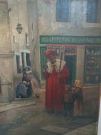 Joaquim Vayreda (1843-1894) - Scène de rue école espagnole, Antiek en Kunst, Kunst | Schilderijen | Klassiek