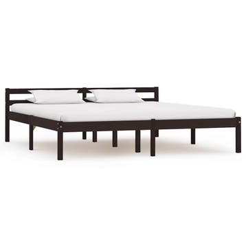 vidaXL Bedframe massief grenenhout donkerbruin 160x200 cm, Verzenden