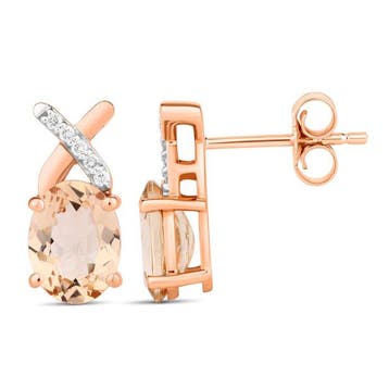 Oorbellen - 14 karaat Roségoud - 2.02ct. tw. Morganiet -, Nieuw