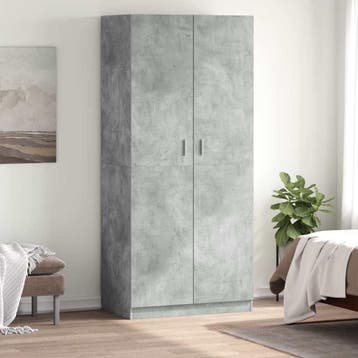 vidaXL Kledingkast 90x52x200 cm bewerkt hout betongrijs, Verzenden