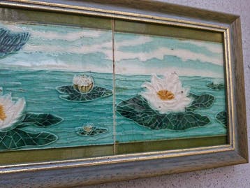 Jugendstil Tegel - Waterlelies / Ijsvogel - Société