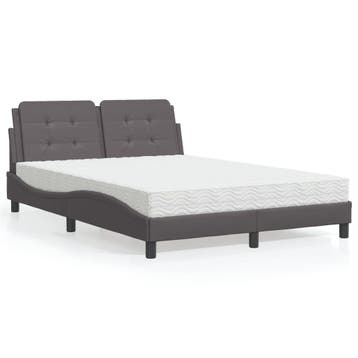 vidaXL Bed met matras Zadar kunstleer grijs 140x200 cm, Verzenden, Nieuw