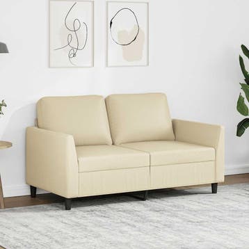 vidaXL Tweezitsbank / zetel 120 cm kunstleer crèmekleurig, Maison & Meubles, Canapés | Salons, Verzenden