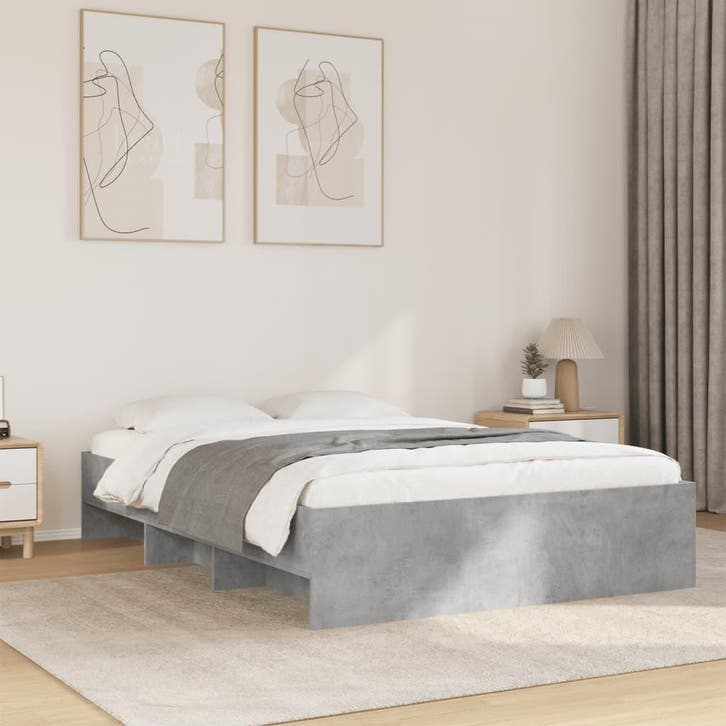 vidaXL Bedframe bewerkt hout betongrijs 120x190 cm, Maison & Meubles, Chambre à coucher | Lits, Envoi