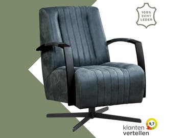 Leren draaifauteuil Galaxy - Kenia Denim (blauw) - Stervoet, Ophalen of Verzenden
