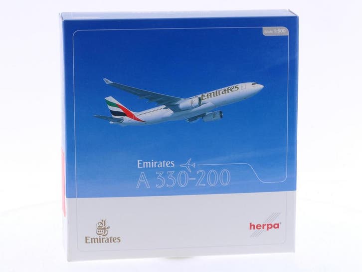 Schaal 1:500 Herpa 514132 Emirates Airbus A330-200 Reg.Nr..., Hobby en Vrije tijd, Modelbouw | Vliegtuigen en Helikopters, Gebruikt