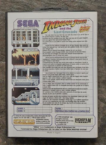 Indiana Jones and the last crusade (Sega Master tweedehands, Consoles de jeu & Jeux vidéo, Ophalen of Verzenden