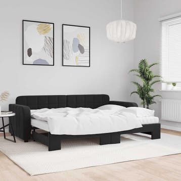 vidaXL Slaapbank onderschuifbed en matrassen 80x200 cm, Verzenden