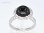 Witgouden ring met witte diamant en onix, Handtassen en Accessoires, Overige Accessoires, Ophalen, Nieuw