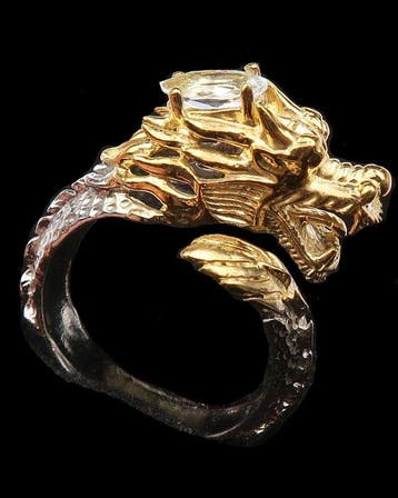 Aquamarijn - Zilver, Hemelse Draak Ring – Ring van Commando