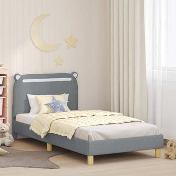 vidaXL Kinderen bedframe met hoofdboard Lichtgrijs 90 x 200, Verzenden, Nieuw