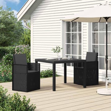 vidaXL Tuin Eettafel Set 3 st Antracietkleurig PP, Tuin en Terras, Verzenden, Nieuw