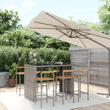 vidaXL 7-delige Tuinbarset poly rattan en massief acaciahout, Tuin en Terras, Verzenden, Nieuw