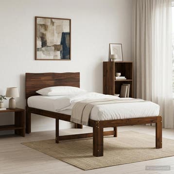 vidaXL Eenpersoonsbed met hoofdbord ROSTOCK Donkerbruin 75 x, Verzenden, Nieuw