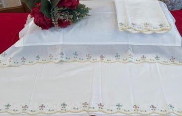 ricami fatti a mano - Drap de lit (3) - 267 cm - 225 cm -