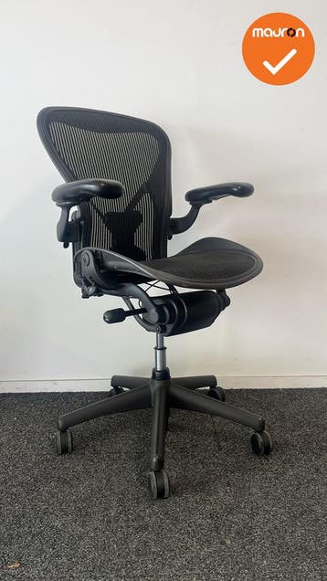 Herman Miller - Aeron - B - Posture Fit  - Zwart voetkruis, Ophalen of Verzenden, Stoel