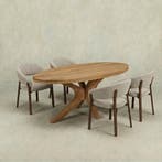 Mangohouten Eettafel Sun Ovaal 180x100 cm Houten onderstel, Verzenden, Nieuw, Industriële meubels, Ovaal