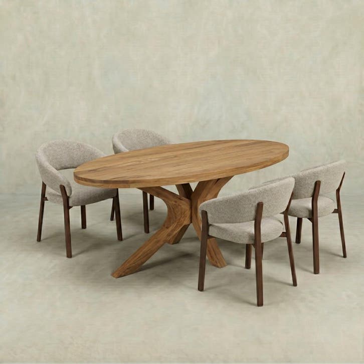Mangohouten Eettafel Sun Ovaal 180x100 cm Houten onderstel, Maison & Meubles, Tables | Tables à manger, Envoi
