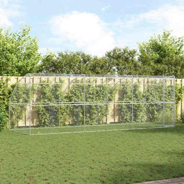 vidaXL Hondenhok 3 pcs Zilver 6 x 2 x 2 m Gegalvaniseerd, Verzenden, Nieuw