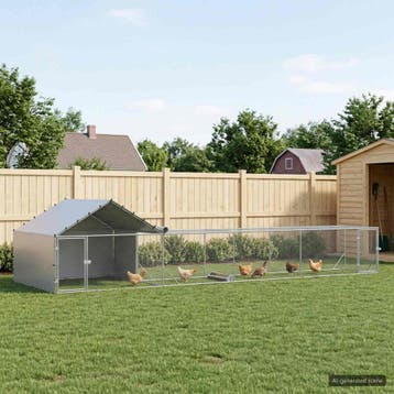 vidaXL Kip Coop met Dak en Tuin 2 st zilver 7 x 2 x 1,5 m, Dieren en Toebehoren, Verzenden, Nieuw