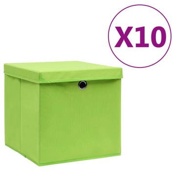 vidaXL Opbergboxen met deksel 10 st 28x28x28 cm groen, Verzenden