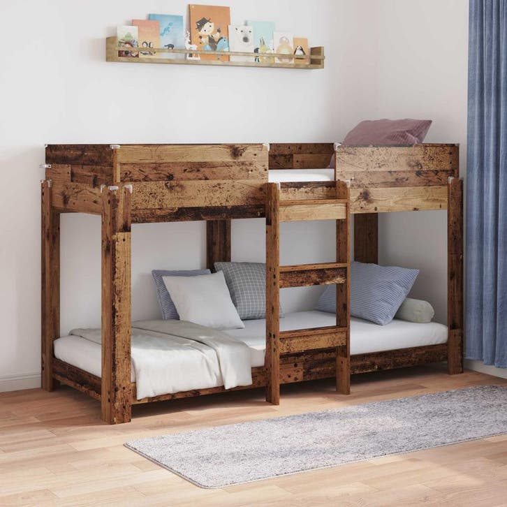 vidaXL Stapeld bed voor kids Oudhout 75 x 190 cm Bewerkt, Huis en Inrichting, Slaapkamer | Bedden, Nieuw, Verzenden